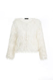 White Faux Fur Cropped Women Coat