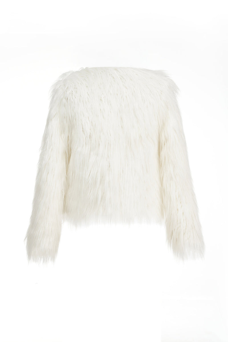 Load image into Gallery viewer, White Faux Fur Cropped Women Coat