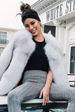 White Oversized Open Front Faux Fur Women Coat