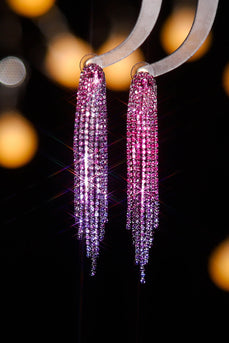 Shiny Rhinestone Long Tassel Earrings