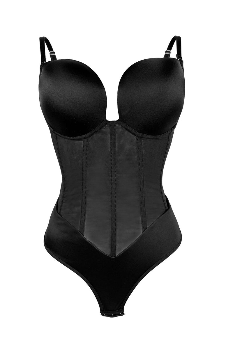 Load image into Gallery viewer, Black Corset Tummy Control Butt Lifting Bodysuit Shapewear