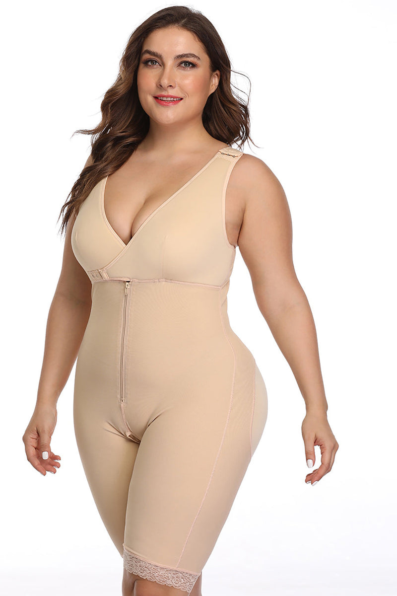 Zapaka Women Apricot Bodysuit for Women Tummy Control Shapewear
