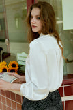 White Silk Button Down Women Blouse