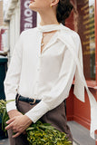 White Silk Button Down Women Blouse