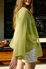 Load image into Gallery viewer, Olive Green Batwing Sleeves Women Silk Blouse