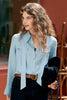 Load image into Gallery viewer, Blue Button Down Silk Women Blouse
