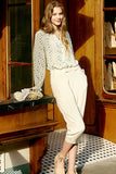 Ivory Polka Dots Long Sleeves Women Silk Blouse