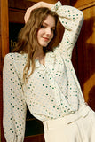 Ivory Polka Dots Long Sleeves Women Silk Blouse