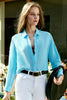 Load image into Gallery viewer, Blue Button Down Women Silk Blouse