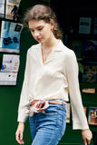 Ivory Silk Button Down Women Blouse