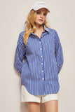 Blue Oversized Women Poplin Shirt