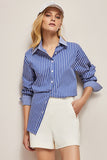 Blue Oversized Women Poplin Shirt