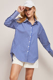 Blue Oversized Women Poplin Shirt