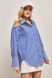 Blue Oversized Women Poplin Shirt