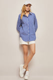 Blue Oversized Women Poplin Shirt