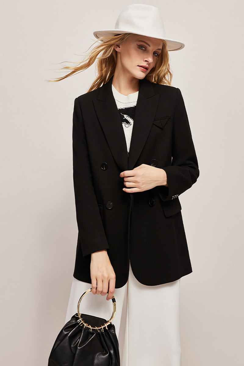 Load image into Gallery viewer, Black Peak Lapel Double Breasted Formal Blazer