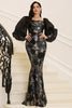 Load image into Gallery viewer, Black Square Neck Sequins Long Formal Dress