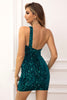 Load image into Gallery viewer, Royal Blue One Shoulder Sequin Cocktail Dress