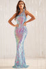 Load image into Gallery viewer, Blue One Shoulder Glitter Mermaid Formal Dress
