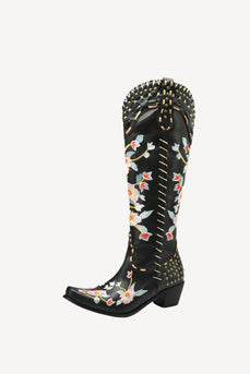 Embroidered Pointed Toe Large Size Thigh High Women's Cowgirl Boots