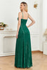 Load image into Gallery viewer, Sparkly Sequin A-Line Green Spaghetti Straps Long Formal Dress