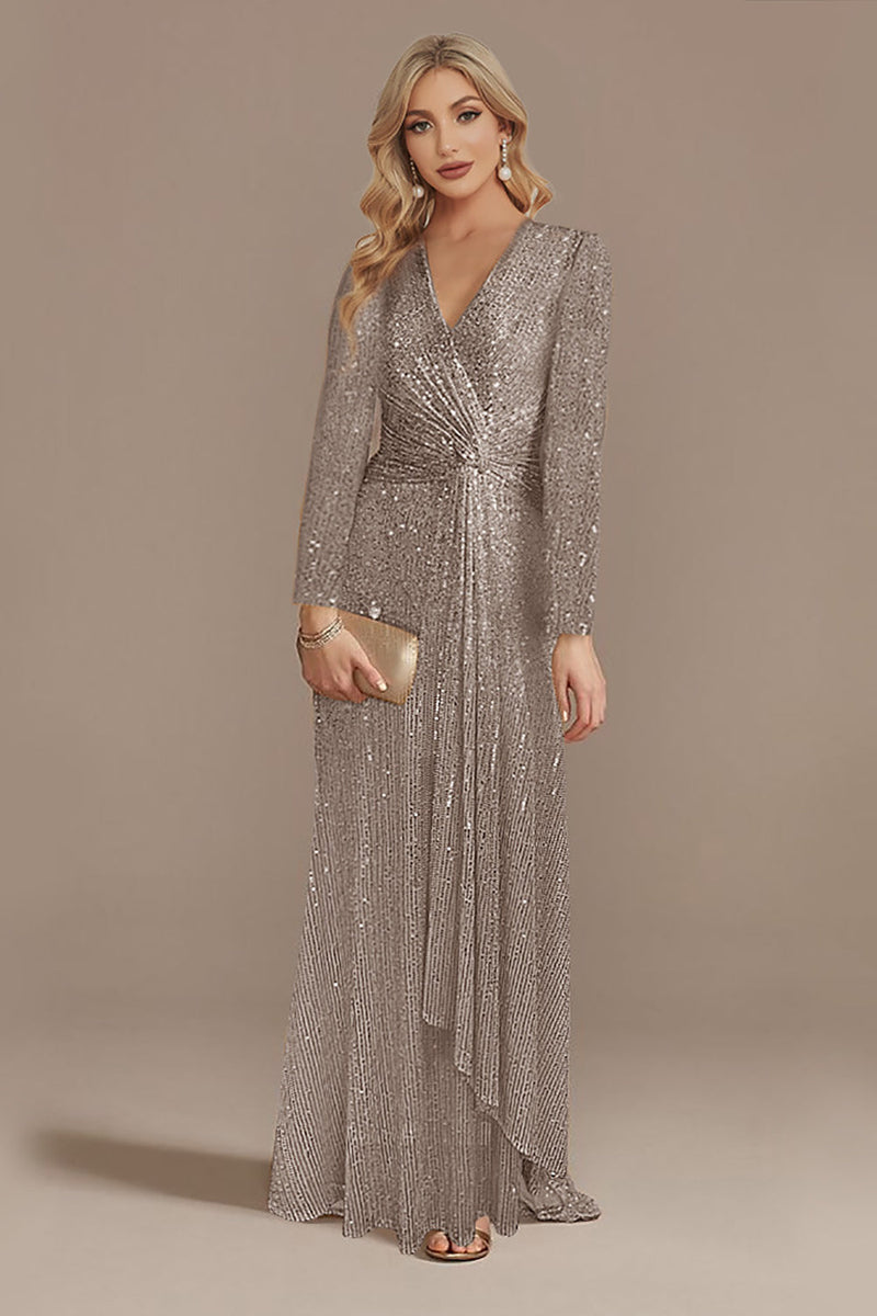 Load image into Gallery viewer, Glitter Navy Mother of the Bride Dress with Long Sleeves