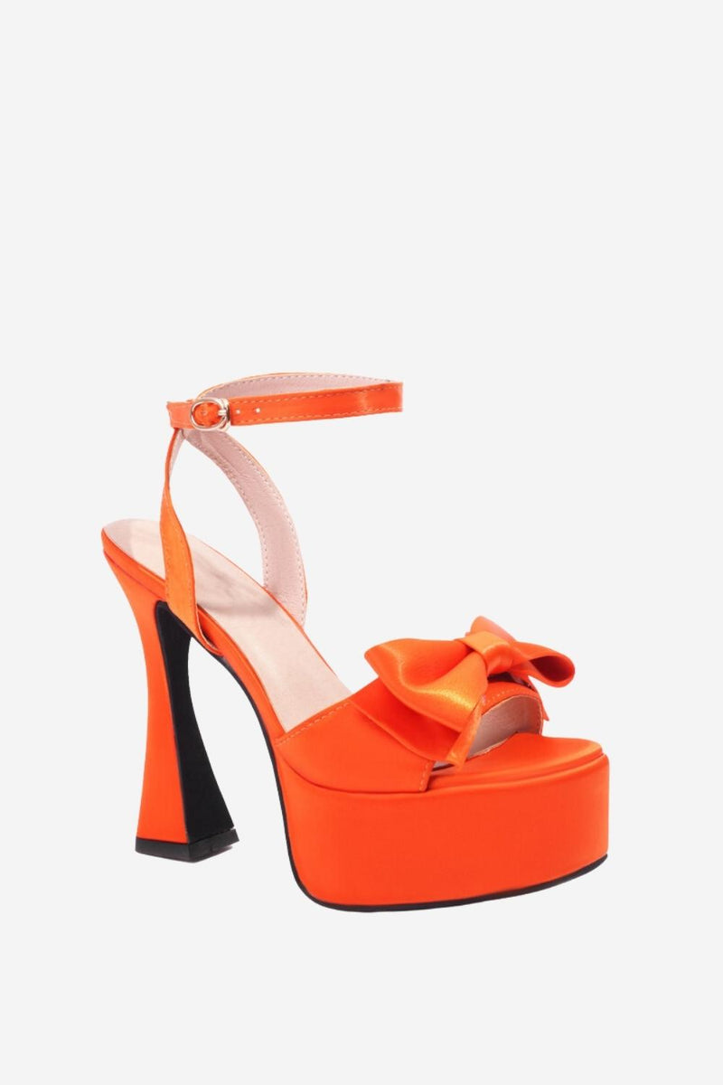 Load image into Gallery viewer, Chunky Hot Pink High Heel Sandals with Bow