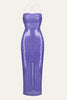 Load image into Gallery viewer, Sequin Backless Purple Strappy Halter-Neck Long Party Dress