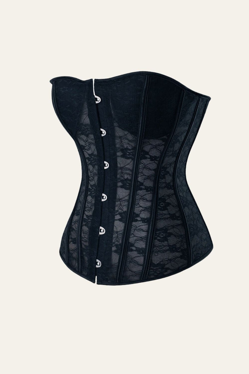 Load image into Gallery viewer, Black Steel Bone Lace Flower Corset Shapewear