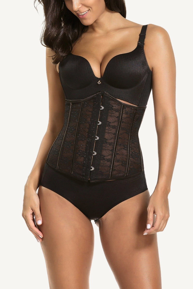 Load image into Gallery viewer, Black Lace Buckle Waist Control Shapewear