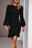 Load image into Gallery viewer, Black Bodycon Round Neck Short Party Dress With Puff sleeve