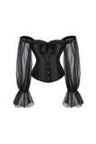 Black Boning Corset Shapewear With Sleeves