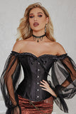 Black Boning Corset Shapewear With Sleeves