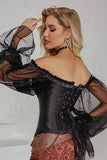 Black Boning Corset Shapewear With Sleeves