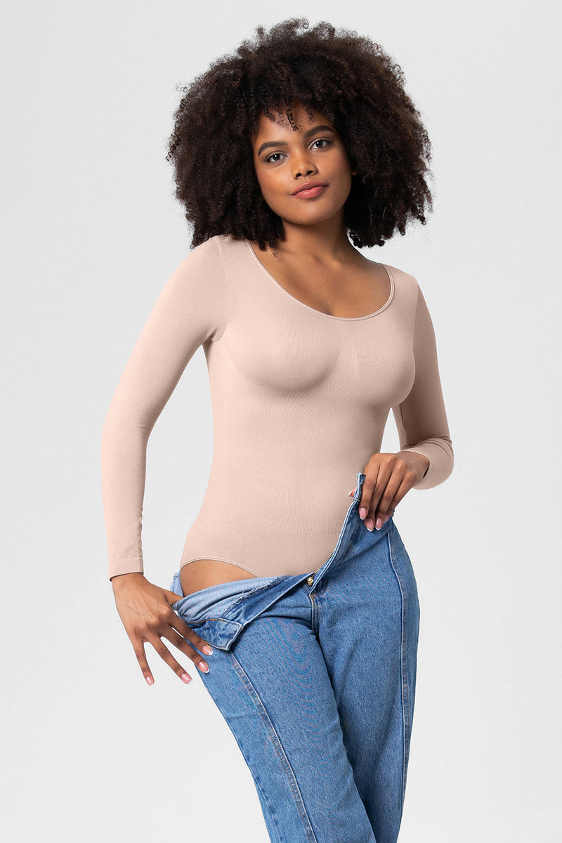 ZAPAKA Women Black Tummy Control Shapewear with Long Sleeves – ZAPAKA AU