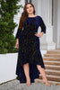 Load image into Gallery viewer, A Line Bateau Neck Black Velvet Plus Size Holiday Party Dress