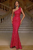 Load image into Gallery viewer, Hot Pink Sparkly Mermaid One Shoulder Formal Dress