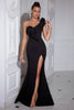 Load image into Gallery viewer, Mermaid One Shoulder Black Formal Dress with Slit
