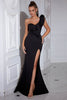 Load image into Gallery viewer, Mermaid One Shoulder Black Formal Dress with Slit