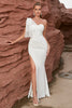 Load image into Gallery viewer, White Mermaid One Shoulder  Long Formal Dress With Slit
