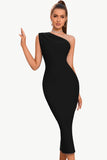 Bodycon One Shoulder Black Party Dress