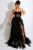 Load image into Gallery viewer, Tulle Sweetheart Black Formal Dress with Slit