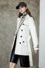 Load image into Gallery viewer, White Double Breasted Lapel Short Trench Coat with Belt