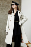 Black Lapel Double Breasted Trench Coat with Belt