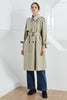 Load image into Gallery viewer, Grey Lapel Double Breasted Fitted Trench Coat with Belt