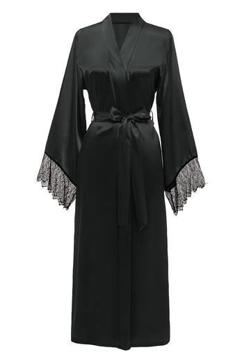Black Bridesamaid Robe With Lace