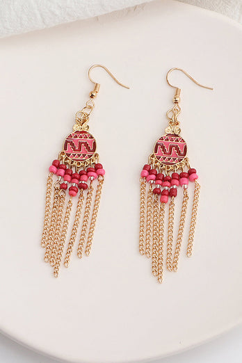 Pink Boho Style Drop Earrings