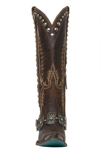 Black Boho Style High Cowgirl Boots