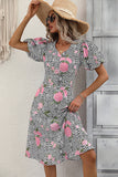 V-neck Floral Print Summer Dress