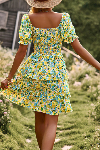 Off the Shoulder Black Floral Print Summer Dress